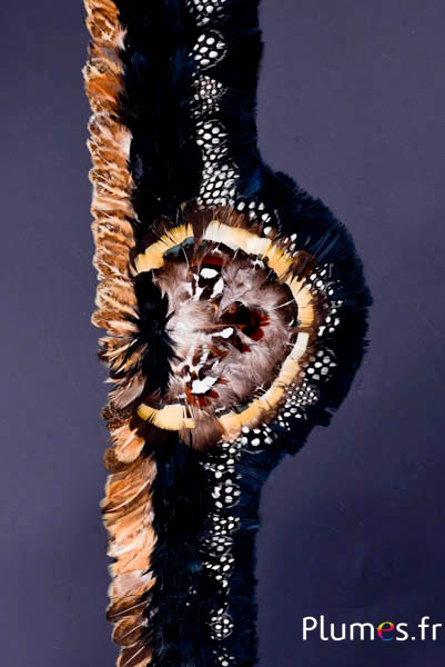 Hutband Modell Nr. 2 - 75 x 8 cm - Mittelteil 13 cm - goldgelb-schwarz-natur